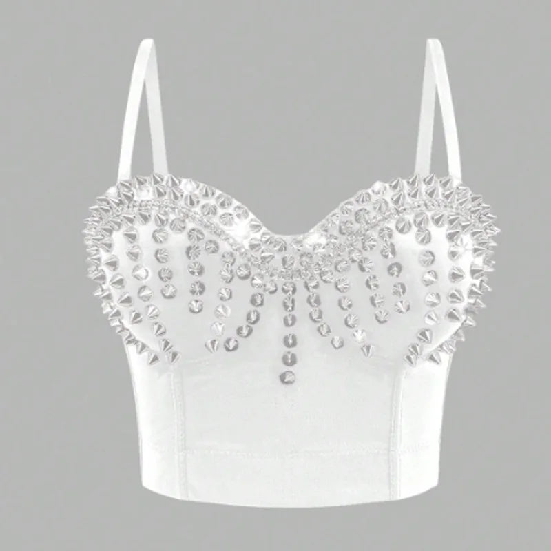 Top Sexy de tirantes con pedrería