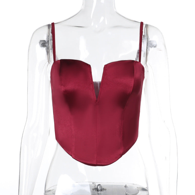 Sexy hot girl versatile satin camisole top