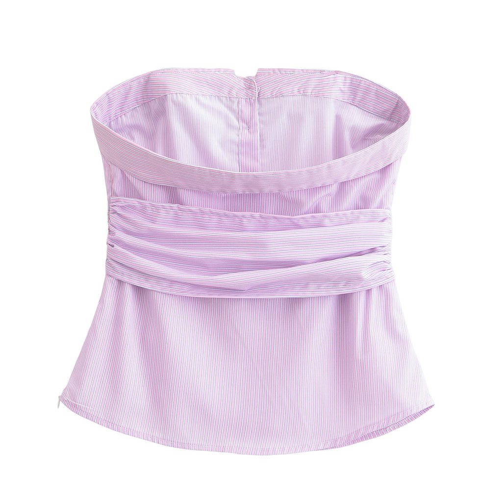Design inspired slim fit striped strapless top