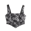 Square collar sleeveless printed short camisole top