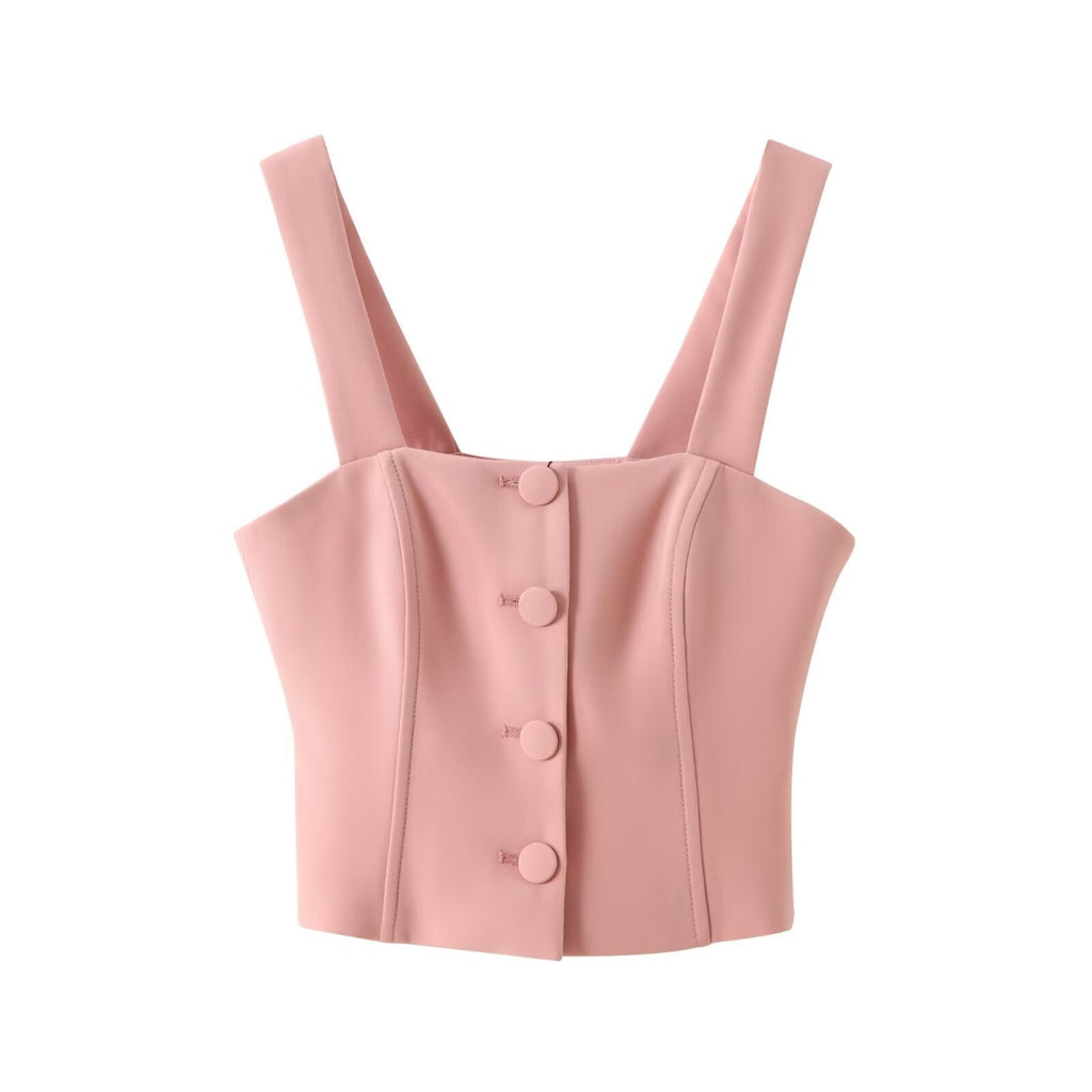 Conjunto Dos Piezas Top Corsé Corto Sin Mangas Shorts Poliéster Elegante Sofisticado Mujer