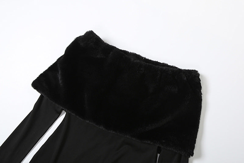 Mono Largo Negro Felino Pelaje Slim Fit Manga Larga Enmascarada Luz Nocturna