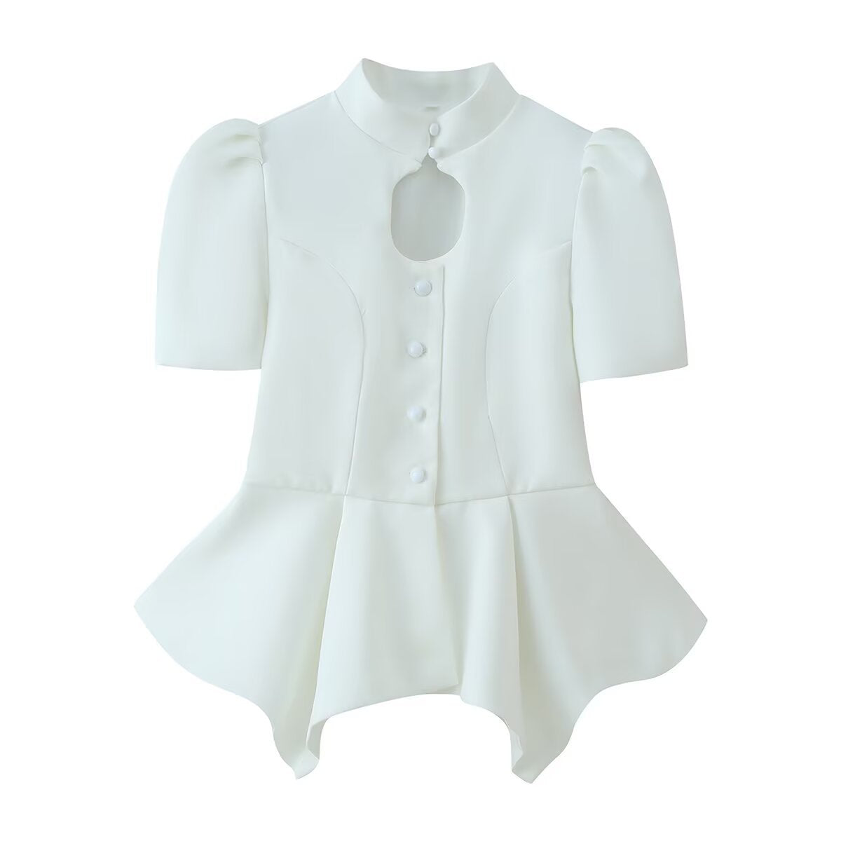 Blusa Elegante con Botones y Bajo Peplum