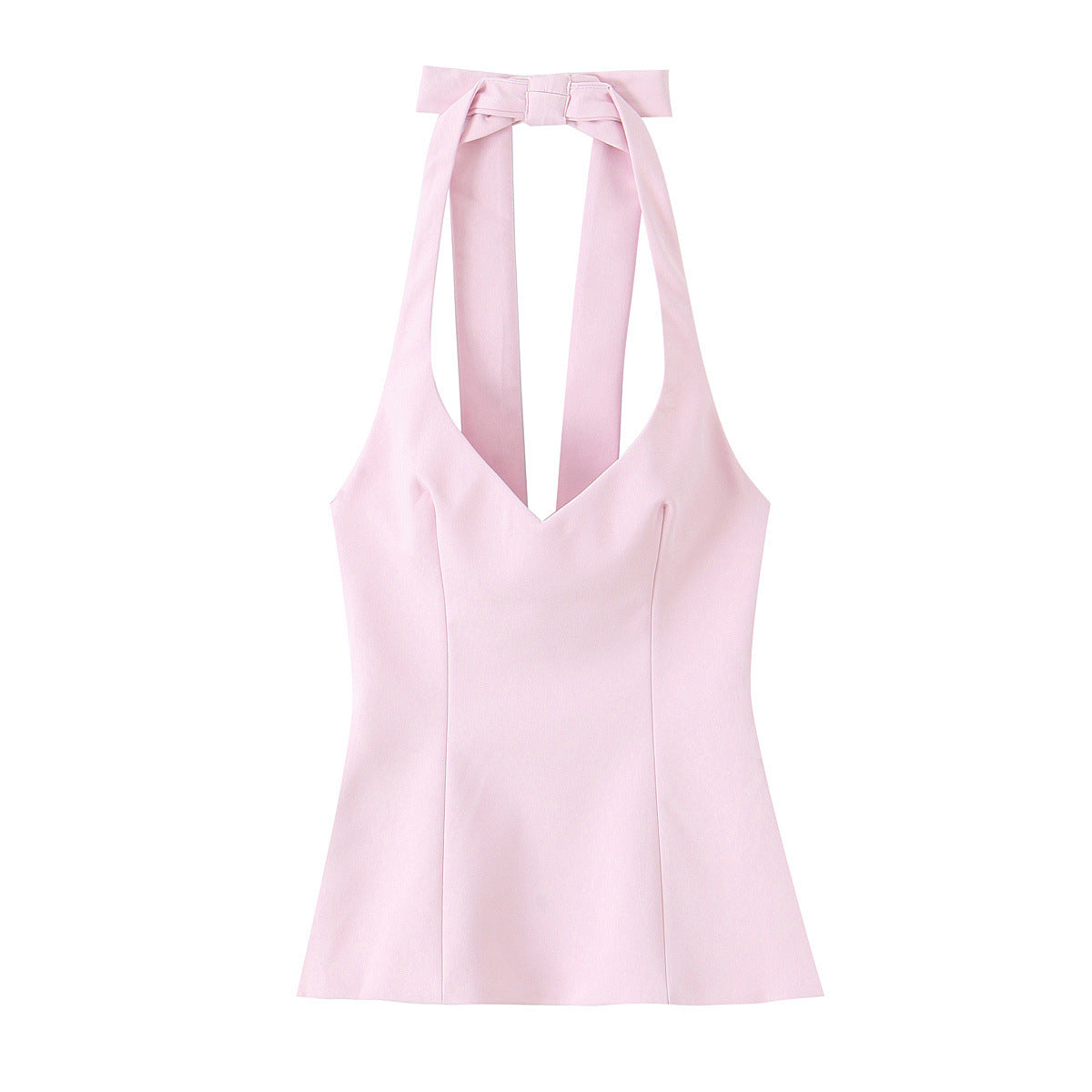 Top Halter Fruncido con Escote Profundo