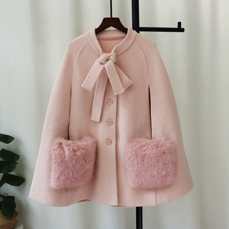 Bow tie sweater shawl for women