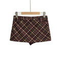 High-Waist A-Line Plaid Super Short Bodycon Skirt