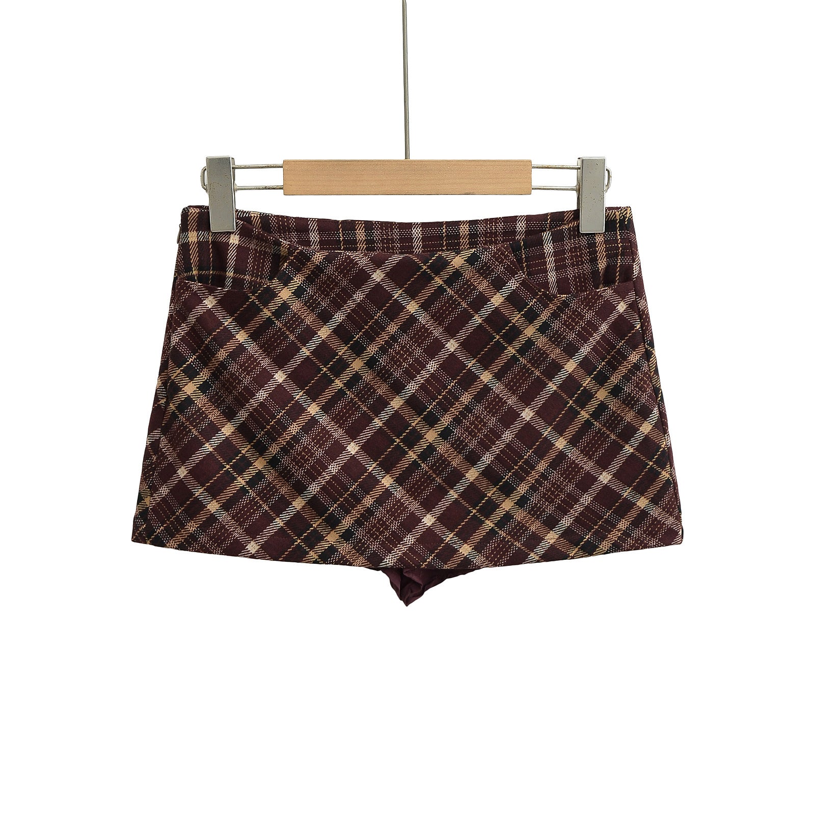 High-Waist A-Line Plaid Super Short Bodycon Skirt