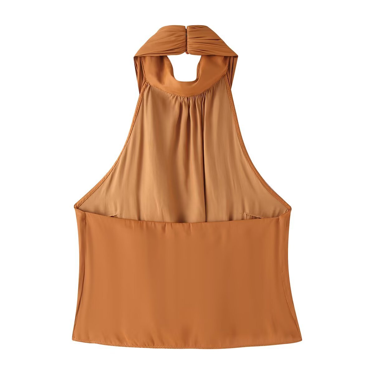 Top de seda plisado con cuello colgante