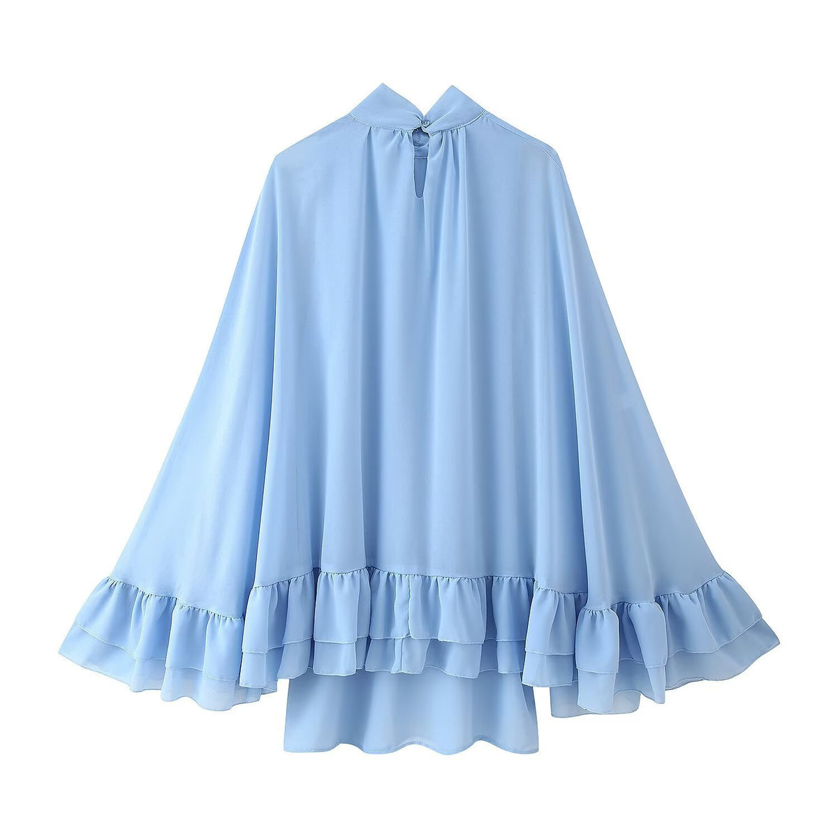 Blusa Cuello Mao Manga Acampanada Elegante Mujer