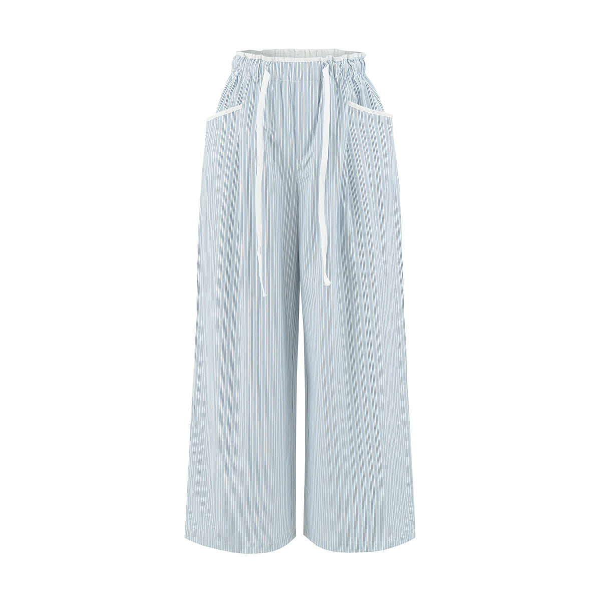 Pantalón Pierna Ancha Recta Cintura Alta Rayas Street Fashion Tencel Mujer