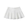 Falda Corta Plisada Encaje Algodón Spandex Color Liso Streetwear Casual Mujer