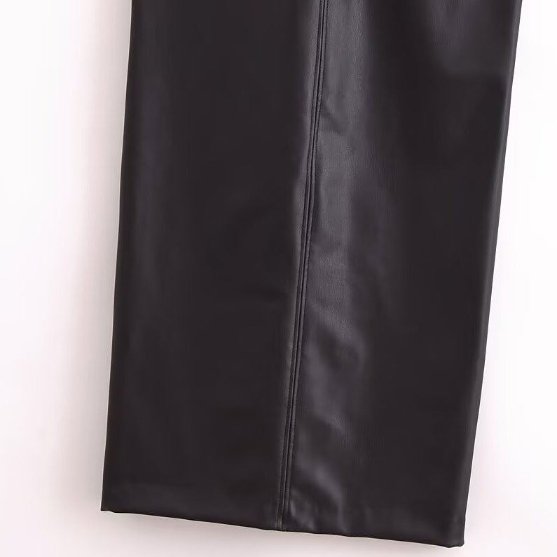 Vestido Largo Asimétrico Polipiel Plisado Manga Corta Slim Fit Mujer
