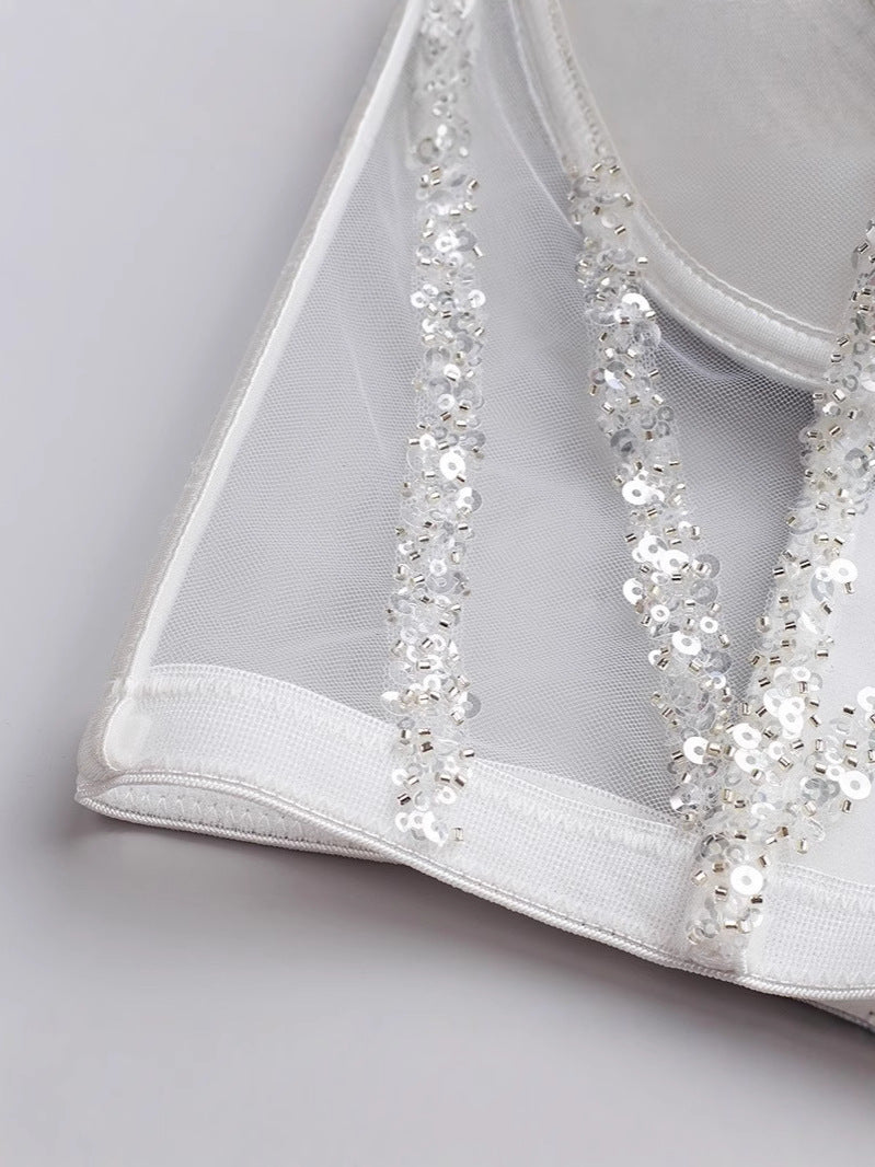 Sujetador camisola de pedrería con lentejuelas