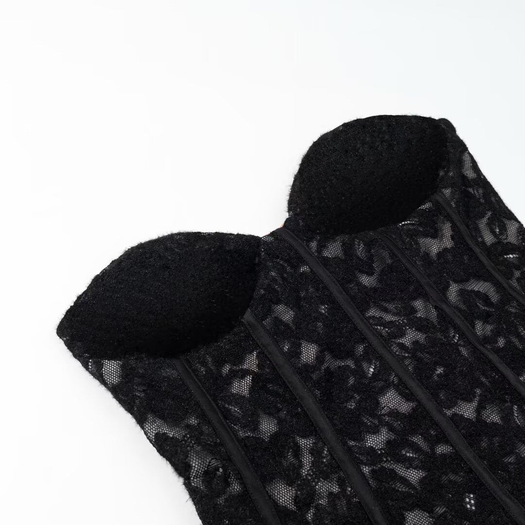 Top Corsé de encaje de terciopelo para mujer