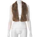 Sexy Open-Back Fuzzy Crop Top with Tie-Up Detail and Revealing Neckline