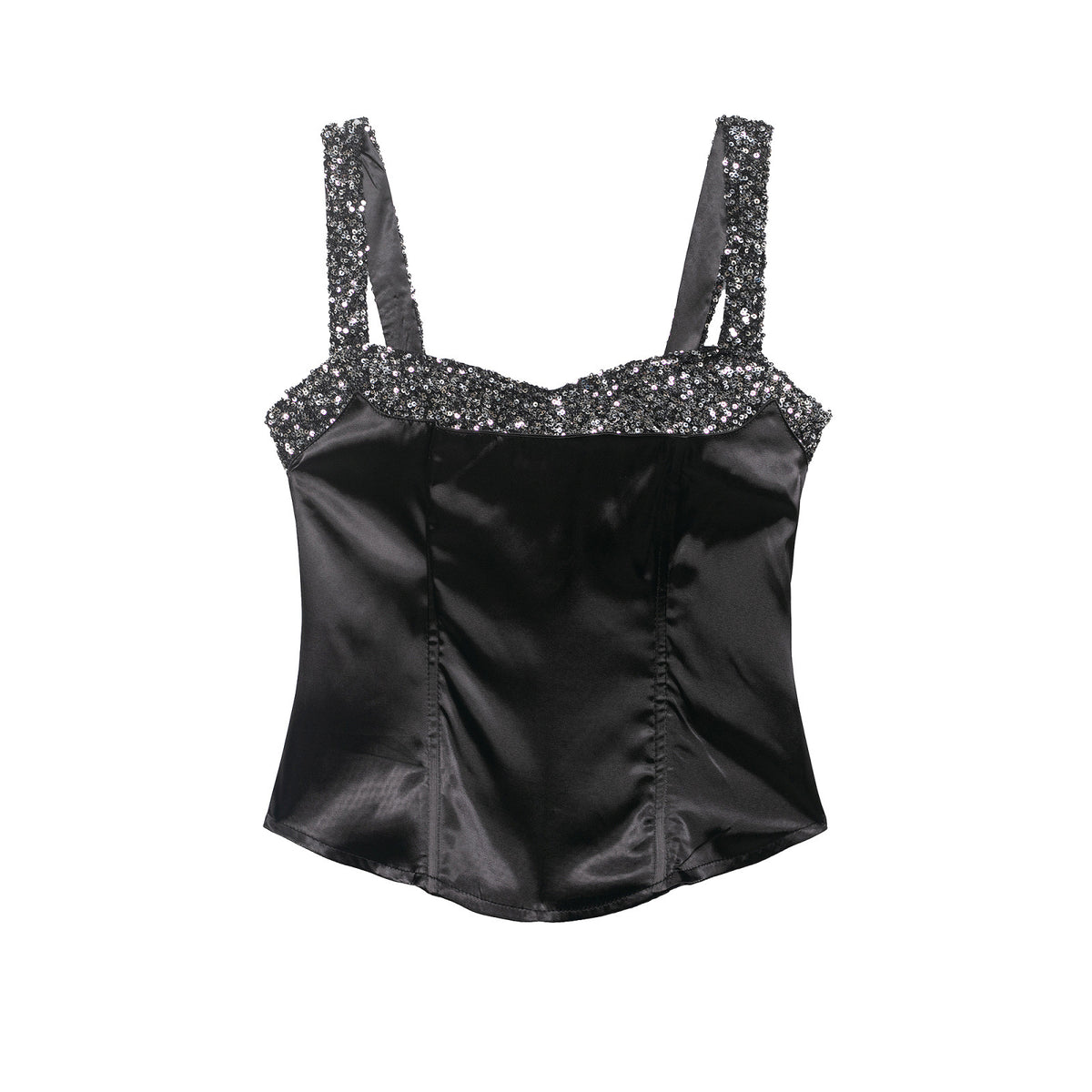 Top con Tirantes Lentejuelas Patchwork Sin Mangas Casual Mujer