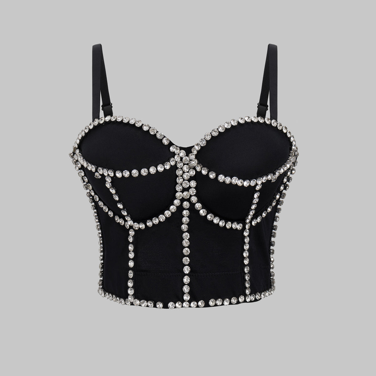 Rhinestone Embellishment and Fishbone Strapless Backless One-Piece Outerwear