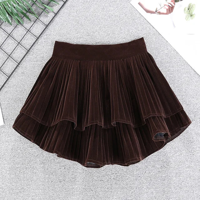 Minifalda Terciopelo por Niveles con Volantes Vintage Otoño-Invierno