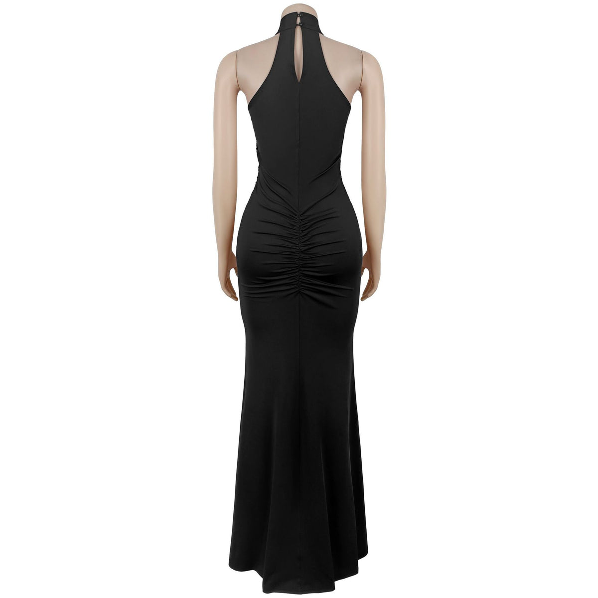 Vestido Largo Bodycon Sin Mangas Cuello Alto Pedrería Terciopelo Lentejuelas Abertura Elegante Mujer