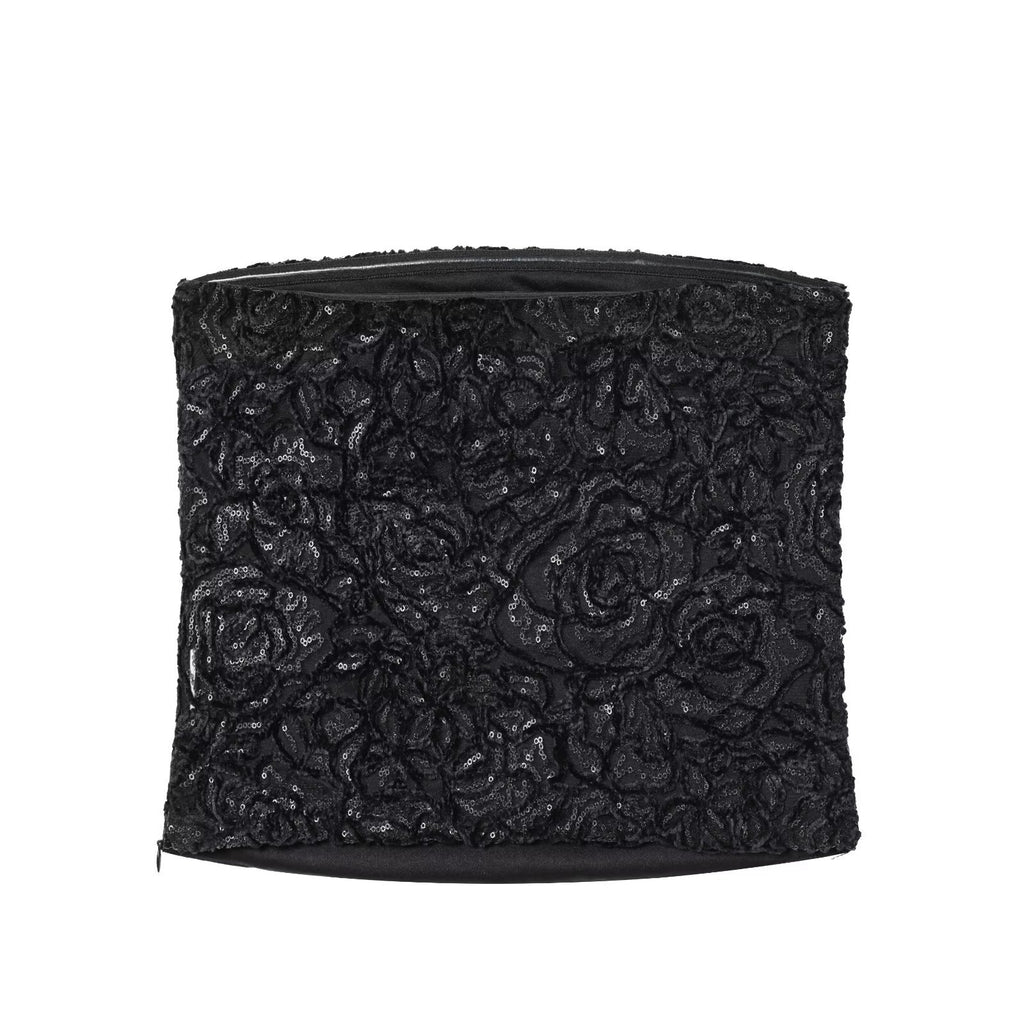 Bead embellished velvet strapless sleeveless top