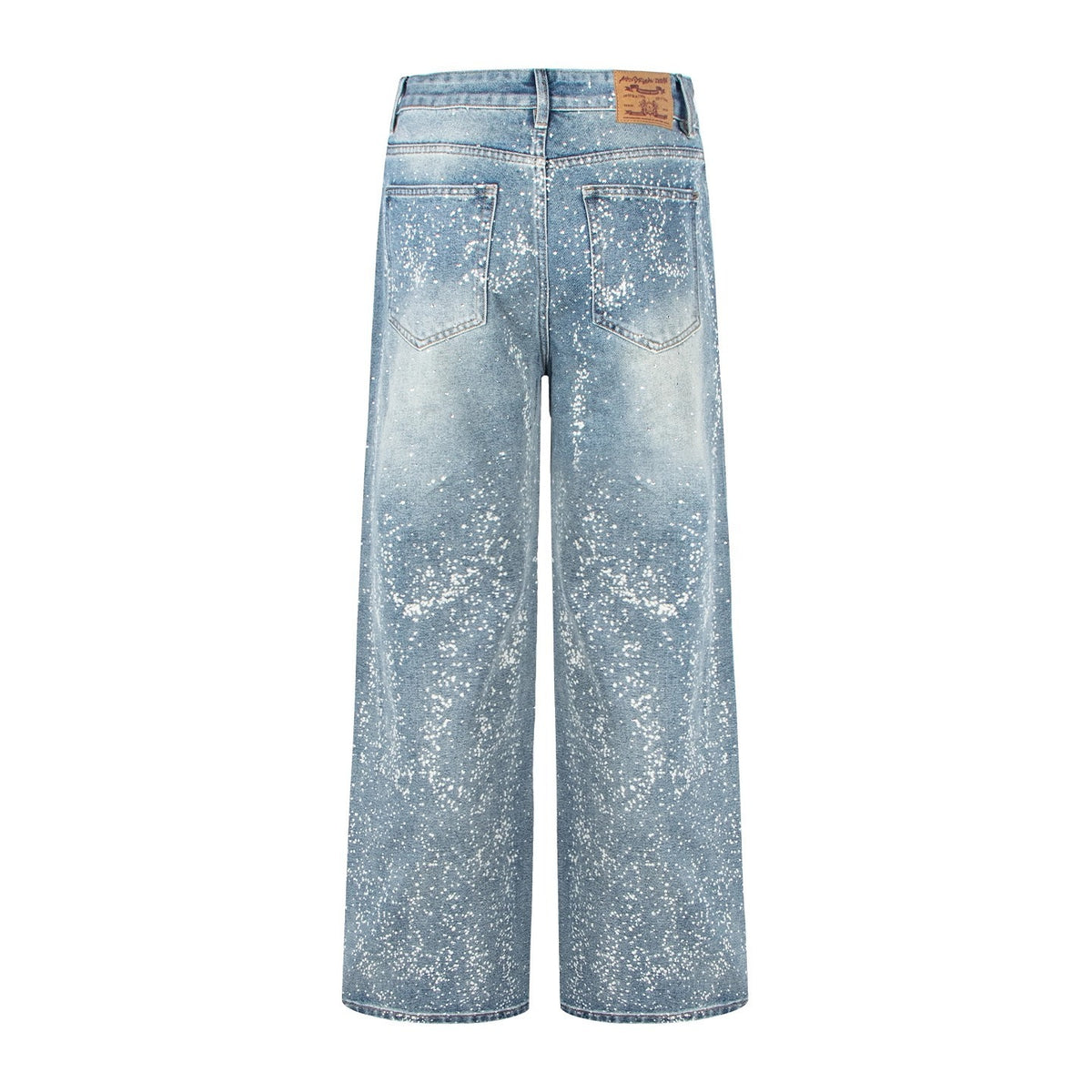 Vaquero Recto Cintura Alta Pintura Spray Galaxia Strass Y2K Streetwear Mujer