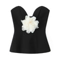 Spicy girl contrasting flower strapless top