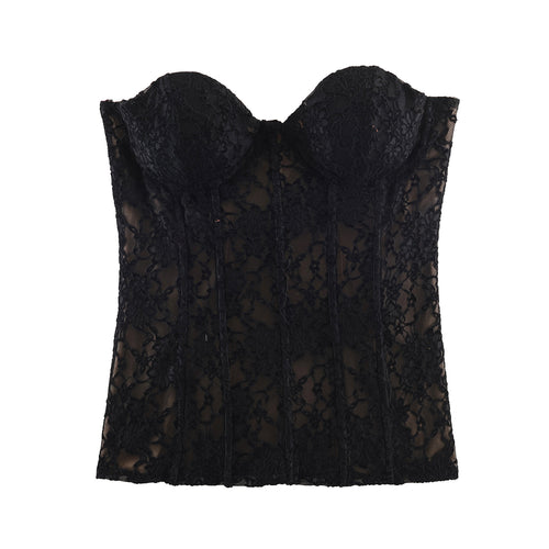 Chic Velvet Lace Bodysuit Crop Top for Women