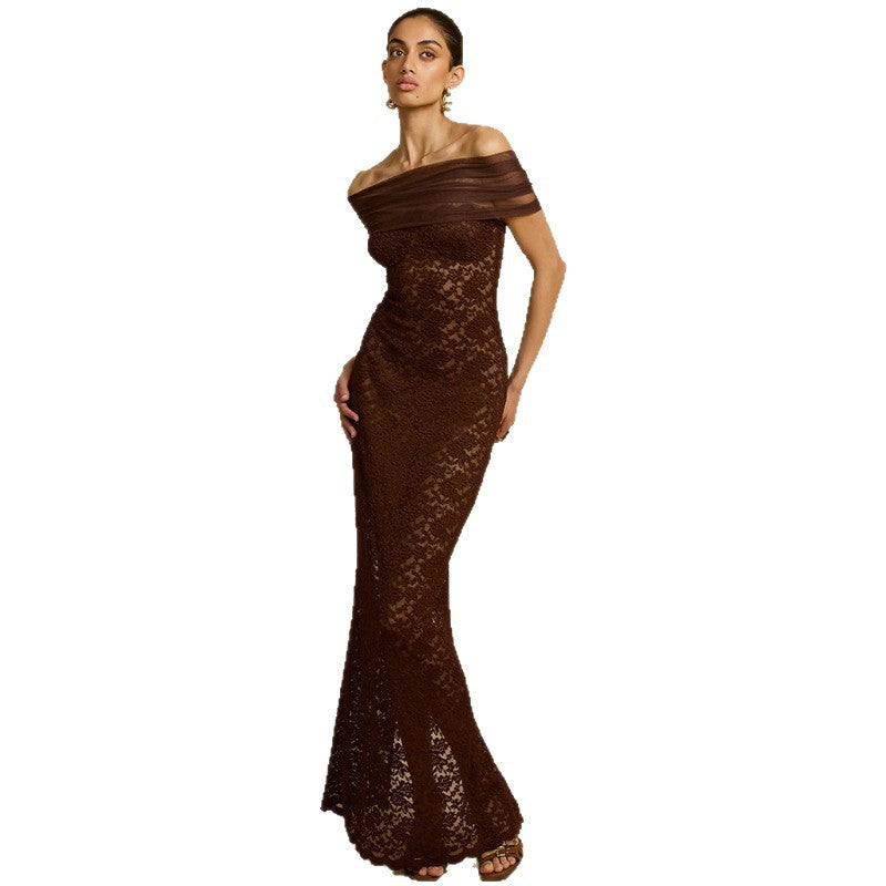 Fashion Sleeveless Lace Sheer Fitted Sexy Bodycon Dress