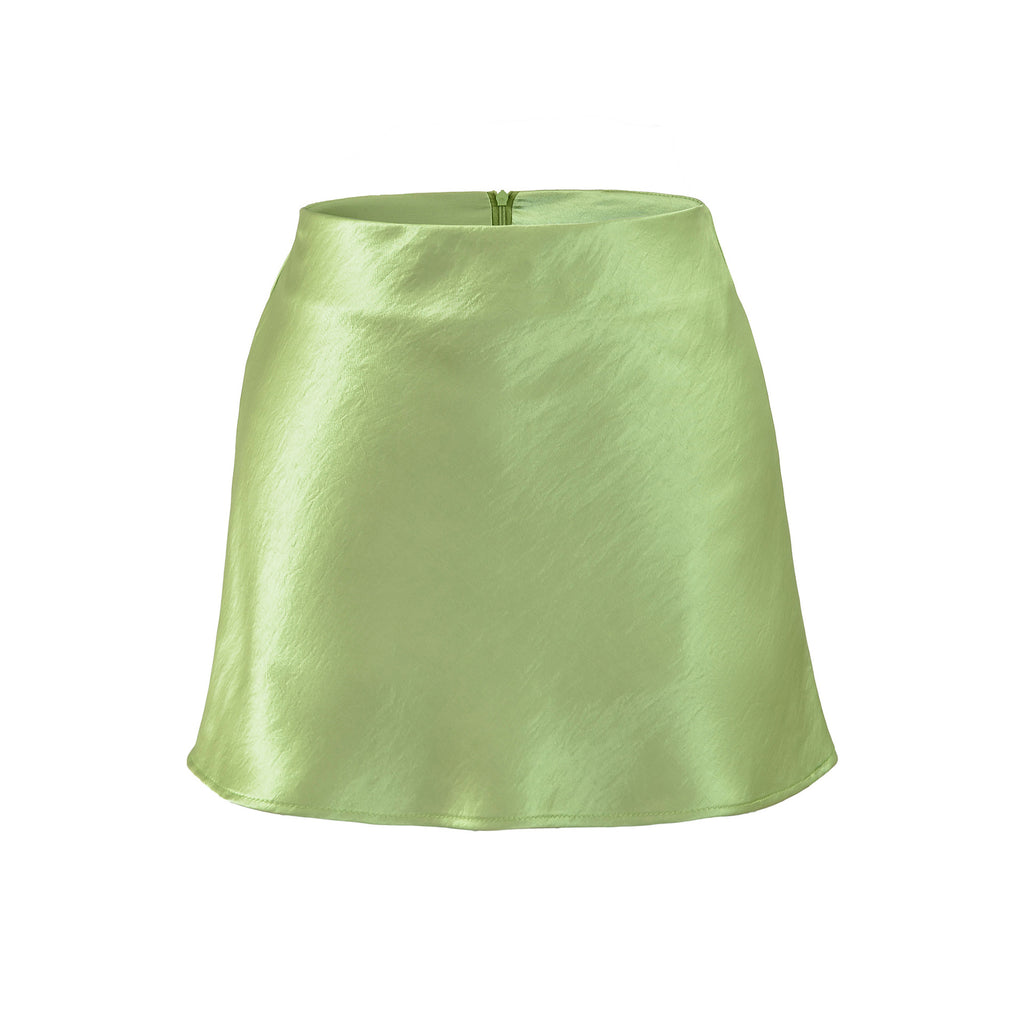 Silk Satin High-Waisted Asymmetrical A-Line Skirt for Women