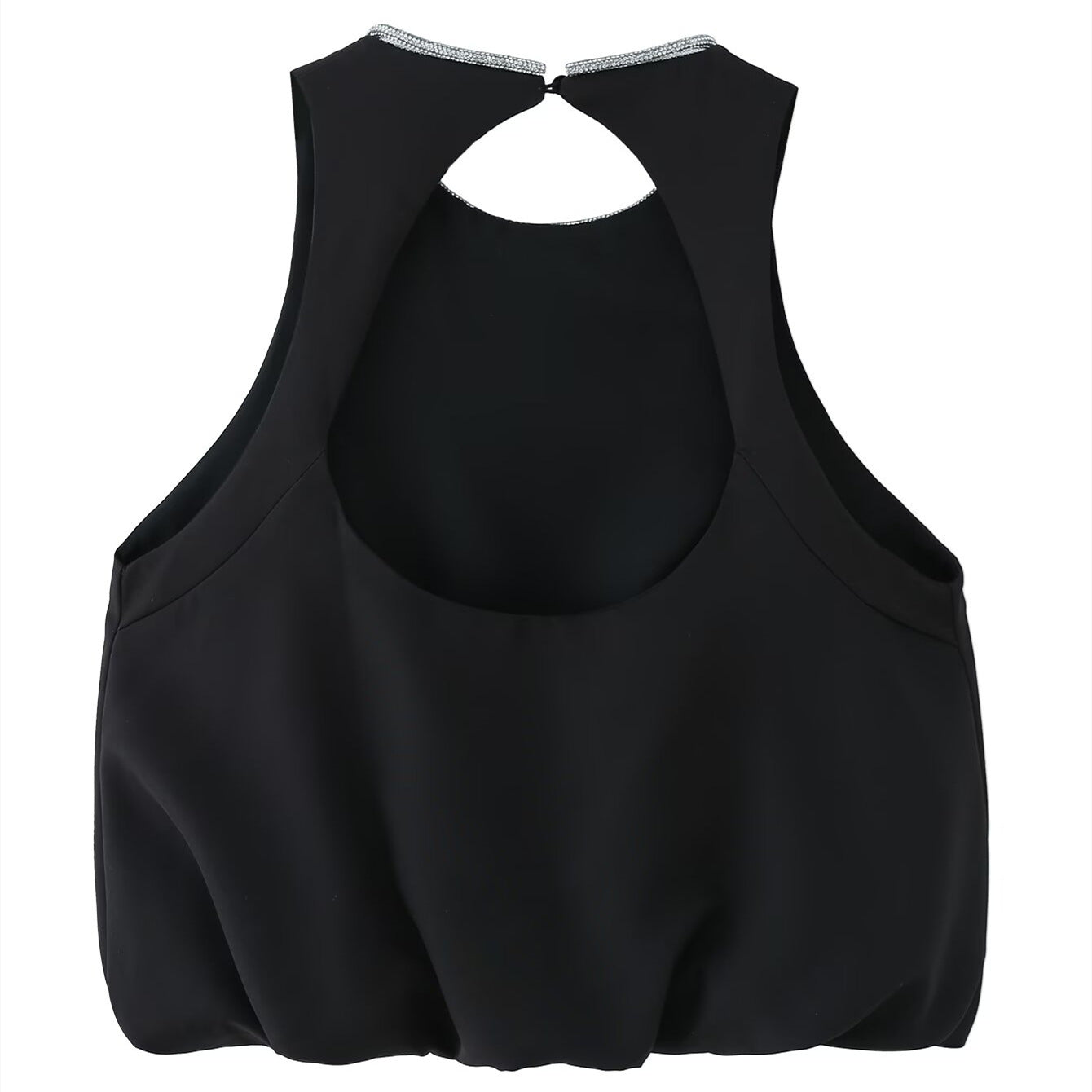 Bead diamond decoration with a small bubble sleeveless top