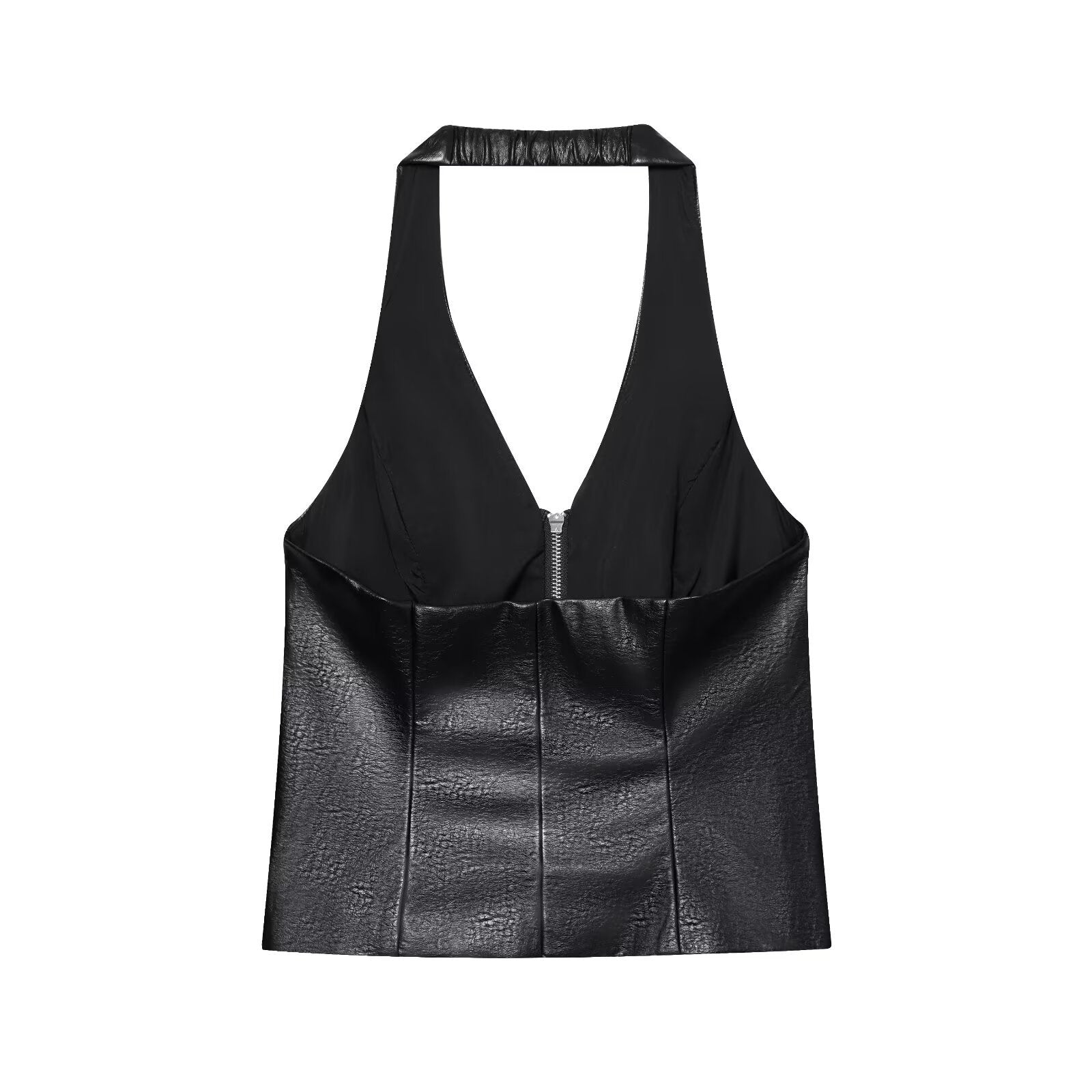 Slim fit neck hanging zipper top vest