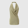 Top halter de punto casual de alambre metálico