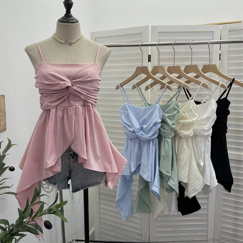 Blusa sin mangas ajustado y acabado en volante