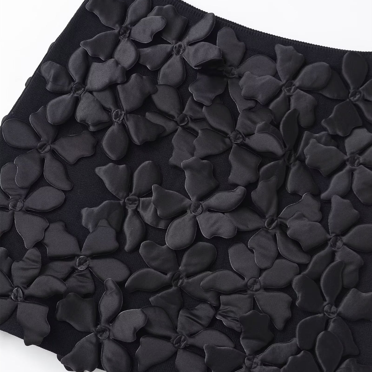 Mini Falda Recta Punto Tejido Floral Poliéster Casual Mujer