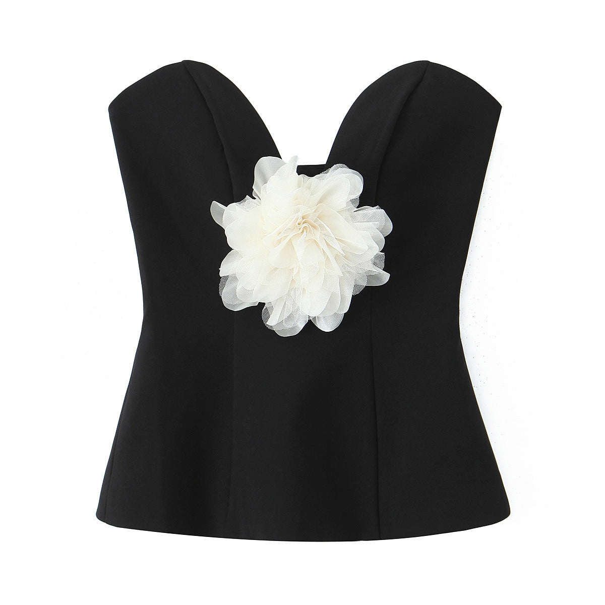 Spicy girl contrasting flower strapless top
