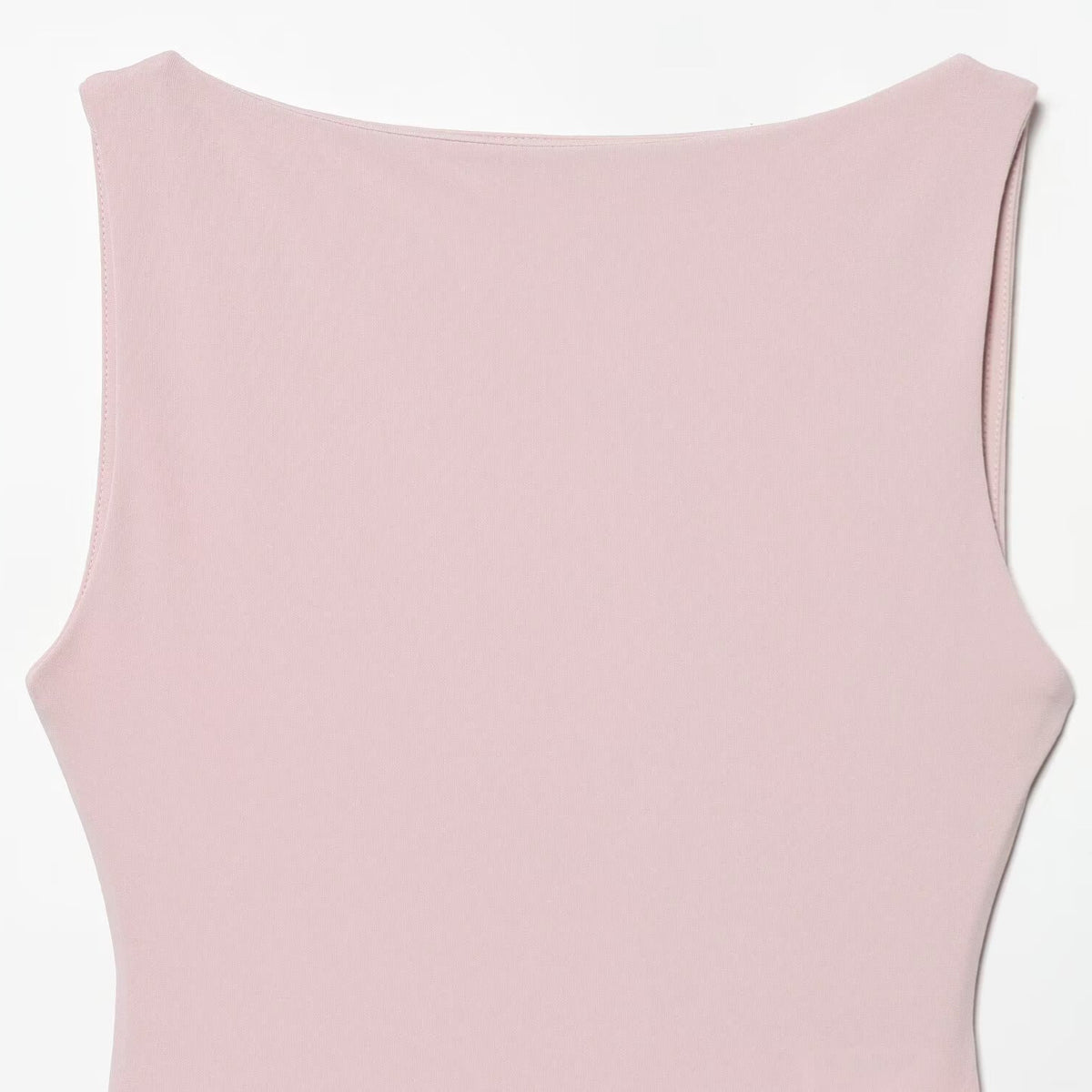 Vestido Largo Sin Mangas de Seda con Malla y Empalme Cuello Redondo Mujer