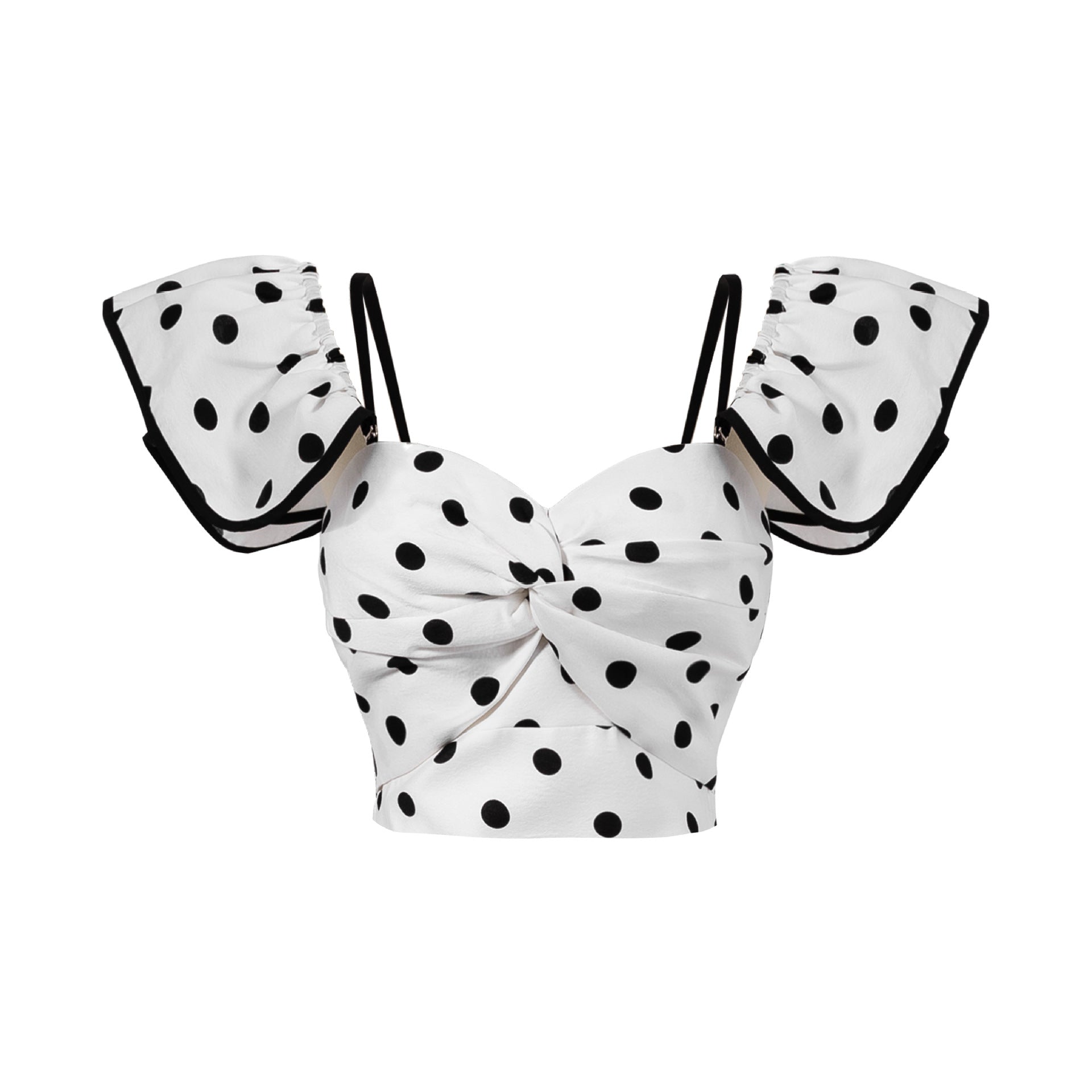 Black and white polka dot top shirt