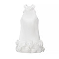 Vestido Corto Sin Tirantes Cuello Halter con Volantes Florales Ajustado Mujer