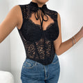 Top Encaje Transparente Bralette Corto Mujer