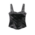 Sequin Spliced Sleeveless Crop Top for Women