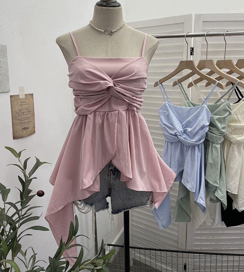 Blusa sin mangas ajustado y acabado en volante