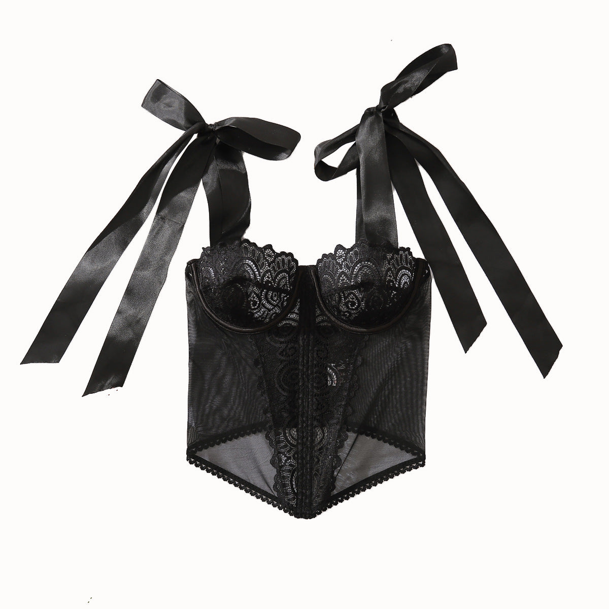Mesh fishbone corset pure desire for external wear slim fit tight fitting square neck long sleeved low cut top