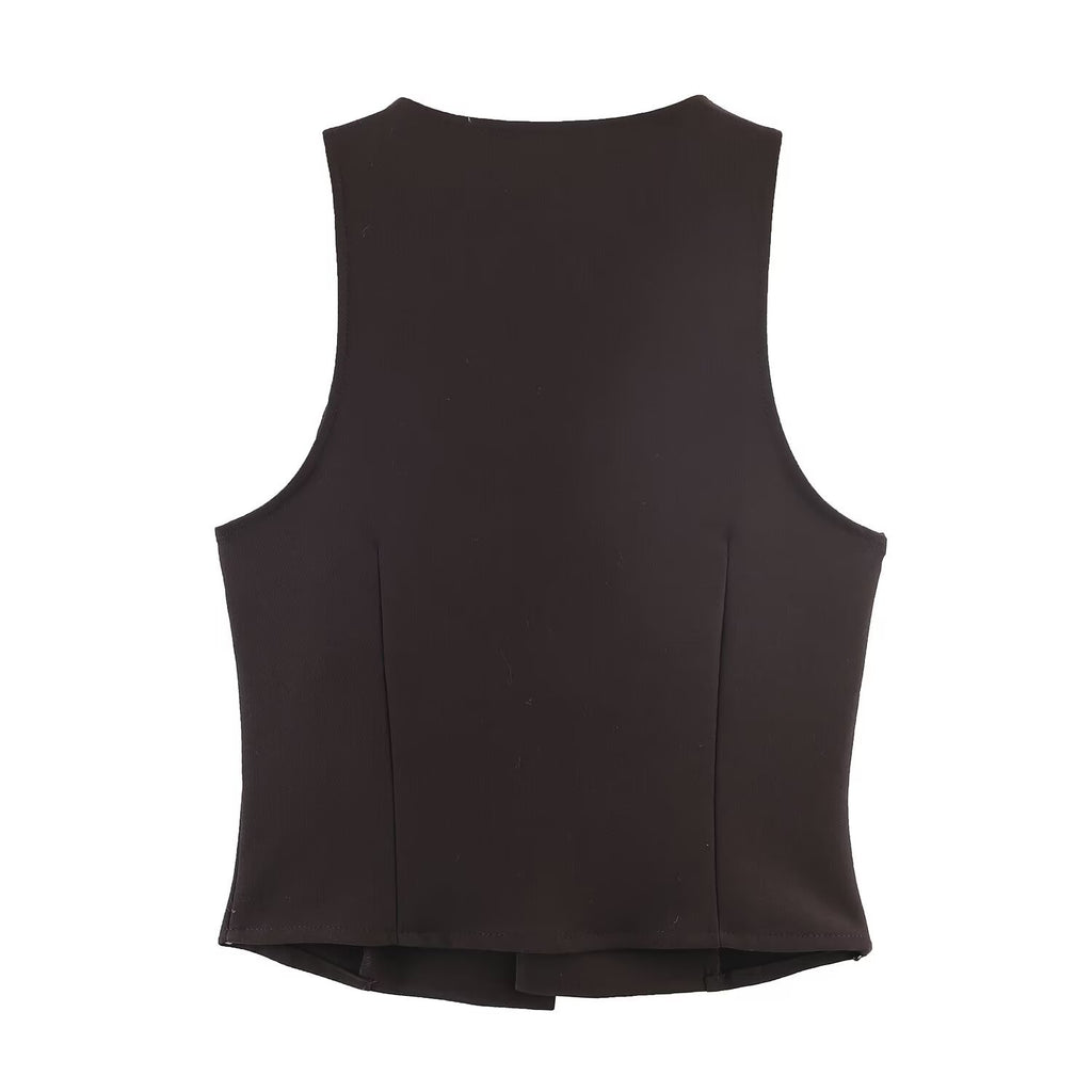 Spring loop embellished sleeveless top+mini skirt