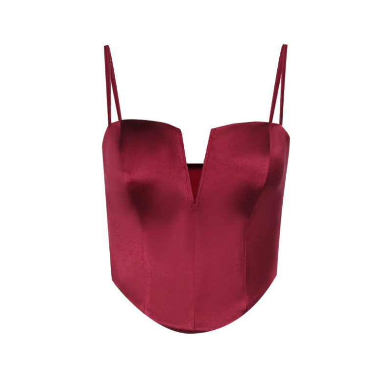 Sexy hot girl versatile satin camisole top