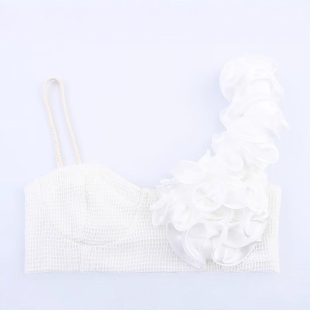 Strapless collar sleeveless pleated camisole top for women