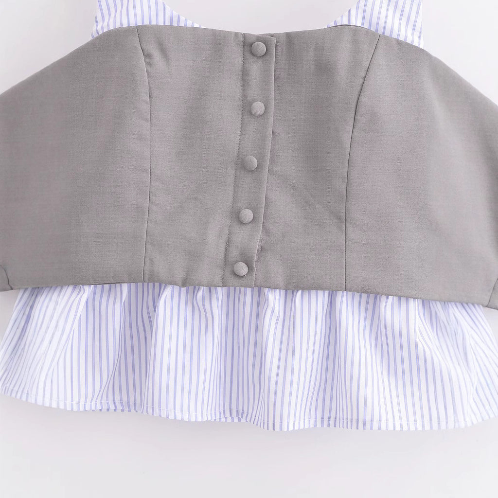 Top de rayas patchwork moderno y versátil