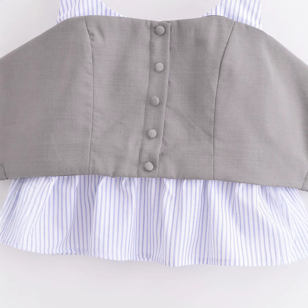 Top de rayas patchwork moderno y versátil