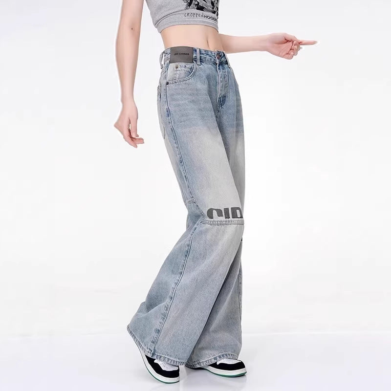 Vaquero Largo Recto Denim Lavado Talle Medio Casual Unisex