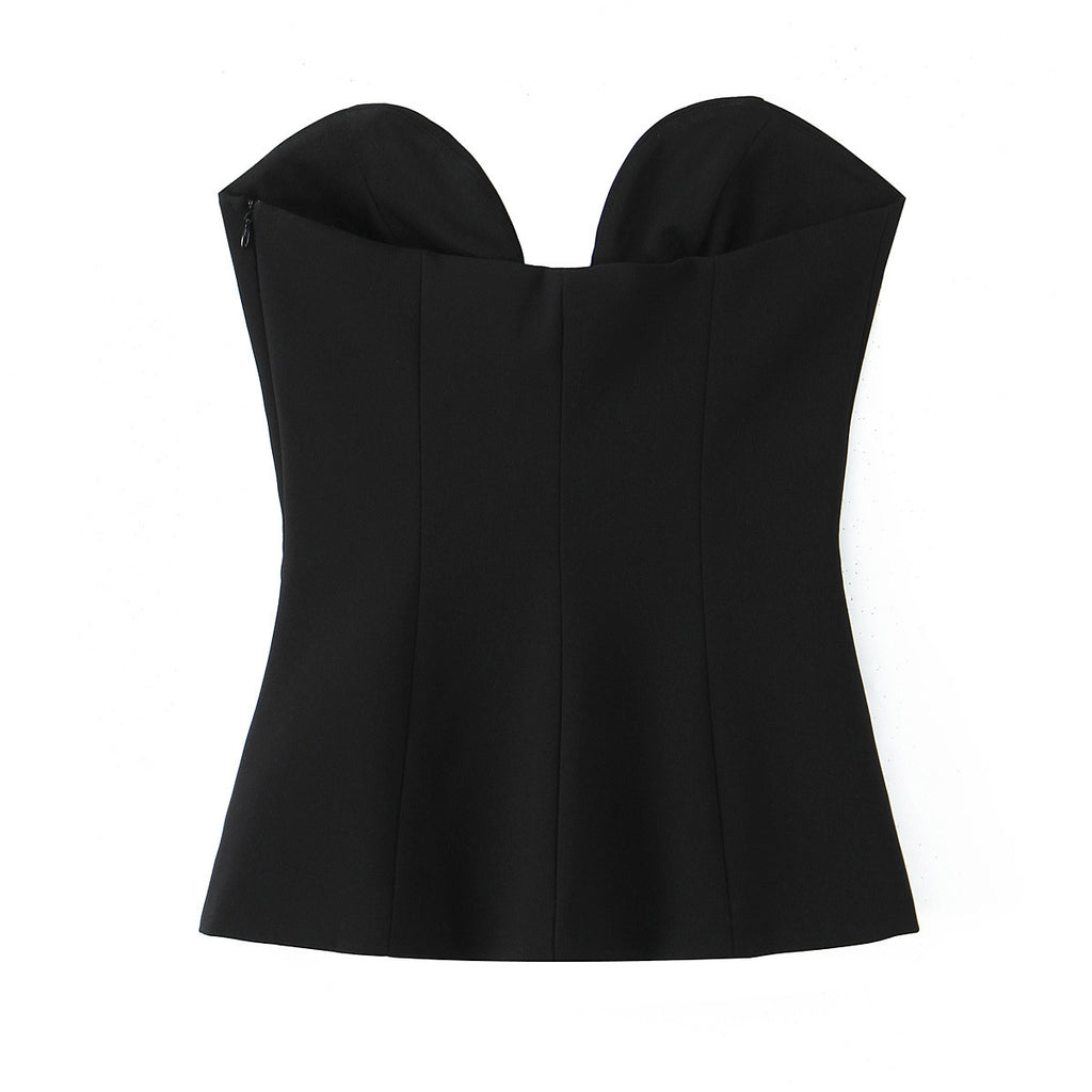 Spicy girl contrasting flower strapless top