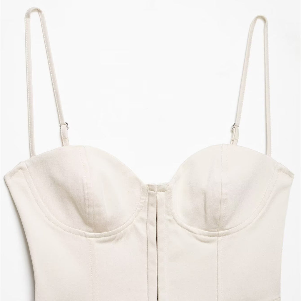 Top Corsé Satinado con Tirantes